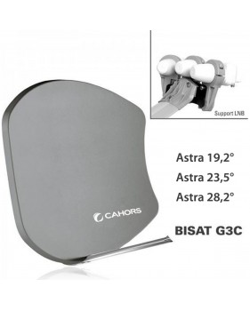 Antenne Multisatellite Cahors SMC Bisat 3 sorties + 3 LNB - Astra 19,2°, Astra 23,5°, Astra 28,2°