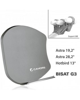 Antenne Multisatellite Cahors SMC Bisat 3 sorties + 3 LNB - Astra 19,2°, Astra 28,2°, Hotbird 13°