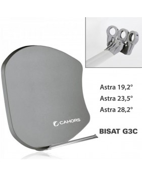Antenne Parabole Multisatellite - Cahors SMC Bisat - 3 sorties sans LNB, Gain 37,5 dB, Astra 19,2°, Astra 23,5°, Astra 28,2°