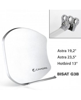 Antenne Parabole Multisatellite - Cahors SMC Bisat - 3 sorties sans LNB, Gain 37,5 dB, Astra 19,2°, Astra 23,5°, Hotbird 13°