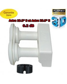 LNB MONOBLOC SINGLE 4.3° 0.2dB GT-SAT - Compatible HDTV 3D - 2 ans de garantie