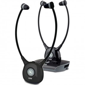 Lot de 2 Casques stéréo - CGV HEL DOLFIN Spécial Sénior - Sans fil, 2,4 Ghz, Autonomie max 8 h, Noir