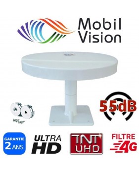 Kit Antenne HD Omnidirectionnelle TNT Terrestre Omnivision + Lot de 4 socles
