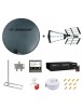Kit Parabole Fibre 75cm Antenne TNT Support Toit LNB Twin Coupleur SAT TV Décodeur TNTSAT Câble Twin 25m 10 Fiches F