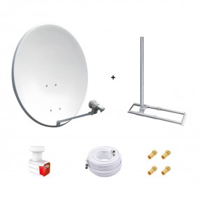 Kit Antenne Parabole 100 cm Acier + Support de Chevron Fixation Toit 1m