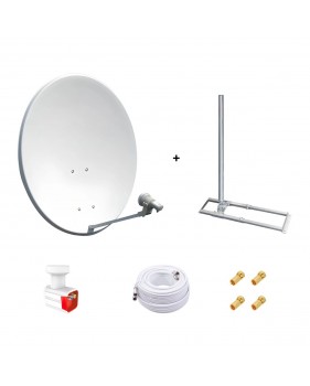 Kit Antenne Parabole 100 cm Acier + Support de Chevron Fixation Toit 1m