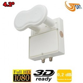 LNB Monobloc 4.3° Twin - 0.2 dB - 23mm - GT-SAT - 2 ans de garantie