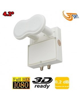 LNB Monobloc 4.3° Twin - 0.2 dB - 23mm - GT-SAT - 2 ans de garantie