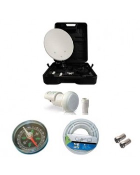Kit Camping-car Faval Parabole en acier 35 cm + Accessoires de fixation + LNB Single + Câble coaxial + Boussole