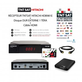 Récepteur TNTSAT HDB981E + Disque Dur Externe 1 Téra + Câble HDMI