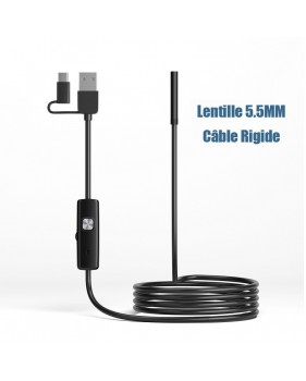 Endoscope 3 en 1 type-c Micro USB 5.5MM Android Mini caméra tuyau voiture Inspection 6 LED étanche pour Smartphone PC