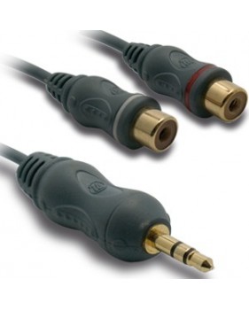 Cordon Jack 3,5 mâle/ 2 RCA mâle - 10 cm - METRONIC