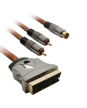 Cordon peritel / 2 RCA mâle + 1 S-Video - 1.5m - METRONIC