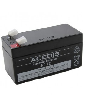 Batterie Plomb Etanche ACEDIS ST12 - AGM VRLA, 12 Volts, 1,3 Ah