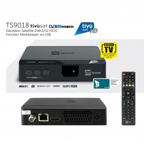 Pack Tivùsat Récepteur satellite, Décodeur Tivùsat HD - TELE System TS9018HEVC