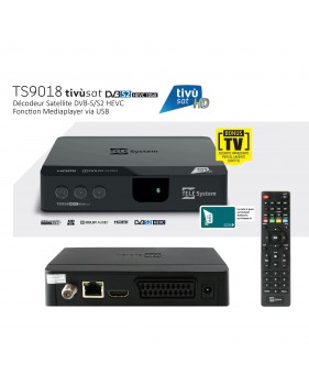 Pack Tivùsat Récepteur satellite, Décodeur Tivùsat HD - TELE System TS9018HEVC + Carte Tivùsat HD Activation Comprise