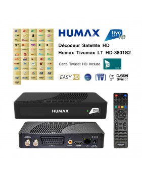 Pack Tivùsat Décodeur Satellite HD Humax Tivumax LT HD-3801S2
