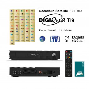 Pack Tivùsat Décodeur Satellite Full HD - DIGIQUEST Ti9 + Carte Tivùsat