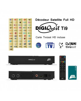 Pack Tivùsat Décodeur Satellite Full HD - DIGIQUEST Ti9 + Carte Tivùsat