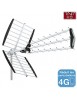 Antenne extérieure UHF TNT HD trinappe à fiche F - 43 éléments - Canaux 21-60 - 15dB - Filtre 4G intégré