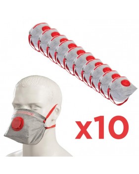 Pack 10 masques FFP3 avec valve pliables EN149, meilleure protection FFP2 contre poussières, fibres et brouillards
