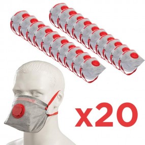 Pack 20 Masques FFP3 Mieux que FFP2 Pliable en 149 avec Valve d'Expiration - Protection contre les poussières