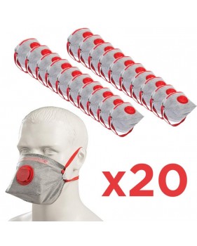 Pack 20 Masques FFP3 Mieux que FFP2 Pliable en 149 avec Valve d'Expiration - Protection contre les poussières