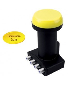 LNB QUATTRO 0.1dB Universel - 40mm - GOLDEN MEDIA - Full HD compatible 3D - 2ans de garantie