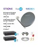 Kit Parabole Acier 65 cm Anthracite + LNB Twin 0,1 dB HD 2 Décodeurs Strong SRT 7407 Câble coaxial 20m Câble HDMI 4 fiches F