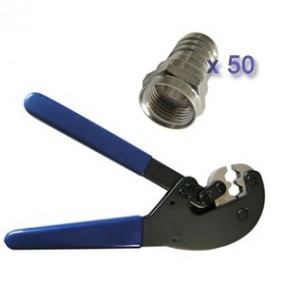 Pack Pince a sertir Professionnelle CHESS + 50 Fiches F a sertir pour cable coaxial 7mm 19/17 V(P)atc