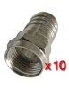 Fiche F à sertir pour câble coaxial 7mm 19/17 V - Colisage 10 pièces