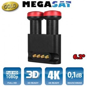 LNB Monobloc 6.2° Quad - 0,1 dB - 40mm - Megasat Diavolo - Compatible HDTV - 3 ans de garantie