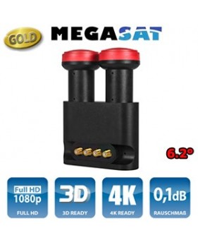 LNB Monobloc 6.2° Quad - 0,1 dB - 40mm - Megasat Diavolo - Compatible HDTV - 3 ans de garantie