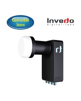 LNB Quad 0.2 dB - 40 mm - Inverto Black Ultra - 3 ans de garantie