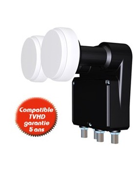 LNB Monobloc 6° QUAD 0,2dB Inverto Black  - Compatible TVHD - 5 ans de garantie