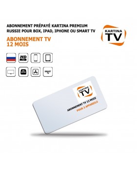 Abonnement Tv prépayé Kartina Premium Russie 12 mois pour Box iPad iPhone ou Smart TV 150 Chaînes jusqu à 3 appareils