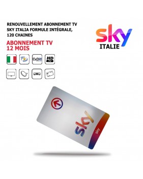 Renouvellement Abonnement Tv Sky Italia Formule Intégrale 12 mois, 120 Chaines, HD, Via Satellite Host Hotbird 13°Est