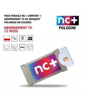 Pack Module NC+ Comfort + Abonnement Tv 12 mois Pologne 68 chaines Nationales et Internationales, HD, Satellite
