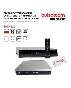 Décodeur Satellite + Abonnement TV 12 Mois Basic-Diema-Extra-ZHD-210