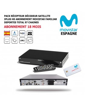 Pack Récepteur Décodeur Satellite iPlus HD + Abonnement 18 mois Movistar-Familiar-Deportes-Total-DST800SOG