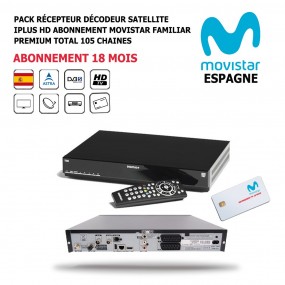 Pack Récepteur Décodeur Satellite iPlus HD + Abonnement 18 mois  Movistar-Familiar-Premium-Total-DST800SOG