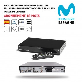 Pack Récepteur Décodeur Satellite iPlus HD + Abonnement 18 mois Movistar-Familiar-Toros-DST800SOG