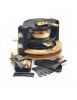 Machine à Raclette Rond 8 Personnes 1500W Finition Bois KITCHEN CHEF - KCWOOD 8 SUPER, Thermostat Réglable, Cuisson, Spatules