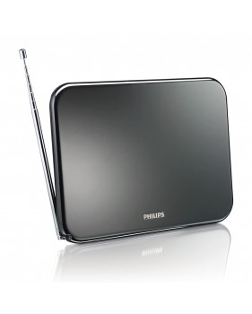 Antenne TV TNT Numérique d'intérieur HDTV/UHF/VHF/FM PHILIPS SDV622412 - Amplification 42 dB, Filtre 4G/GSM, Noir