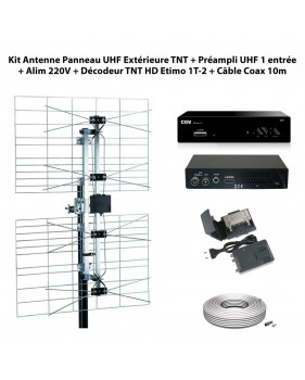 Kit Antenne Panneau UHF Extérieure TNT + Préampli