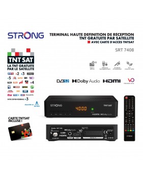 Décodeur Récepteur Satellite HD Strong SRT 7408 TNTSAT - Carte TNTSAT Incluse, Direct Différé
