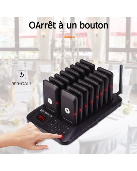 Retekess TD157S Bipeur Restaurant, 400M Bipper Restaurant, 2 Modes D'Appel, Avec Vibration, Appel De Groupe En Un Clic, Bipeurs Client Pour Restauration Rapide, Food Trucks, Glacier (Prise UE