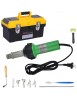 pistolet de soudure du plastique 1600W – Boîte à outils, 40-600°C, Air chaud, Buses, Rouleau, PE/PVC, Tige