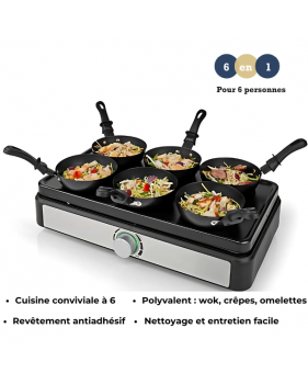 Crêpière Antiadhésive avec 6 Spatules - Pour 6 Personnes, Idéale pour Crêpes, Omelettes et Plus