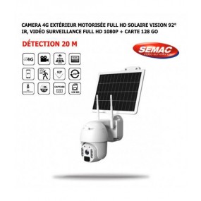 Camera 4G Extérieur Motorisée Solaire Vision 92° IR,